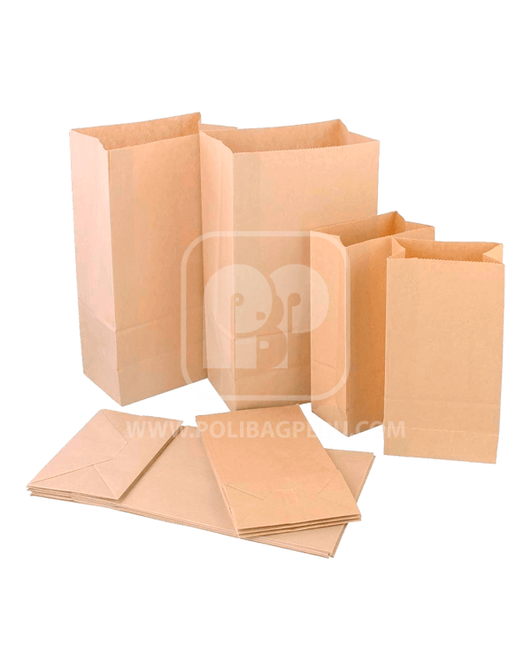 Saco de papel kraft con base plana o cuadrada