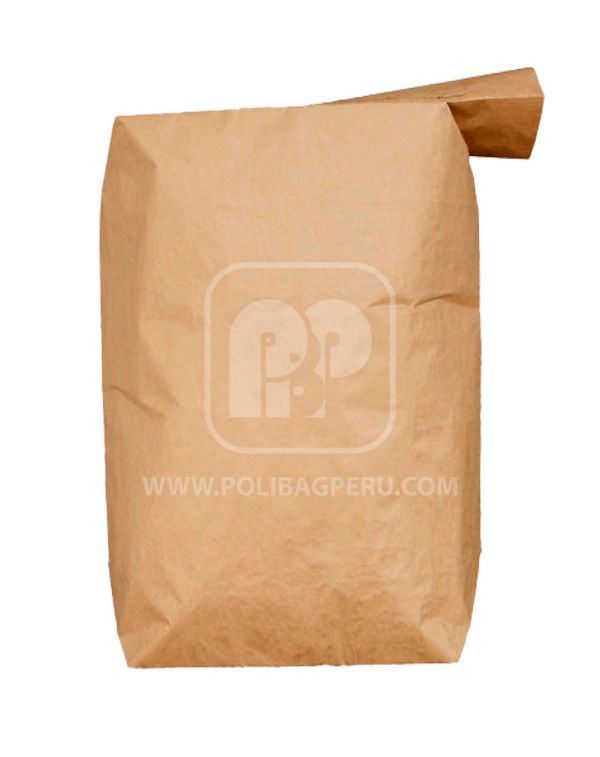 Saco de papel kraft con base cerrada con valvula